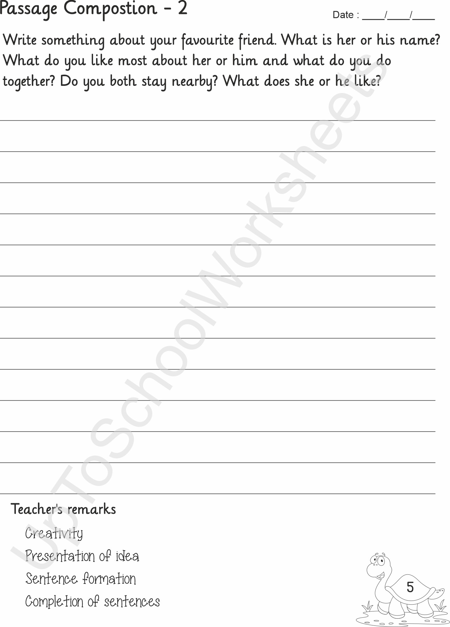 Class One Writing Assignment UpToSchoolWorksheets